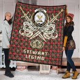 Stewart Royal Modern Tartan Crest Legend Gold Royal Premium Quilt